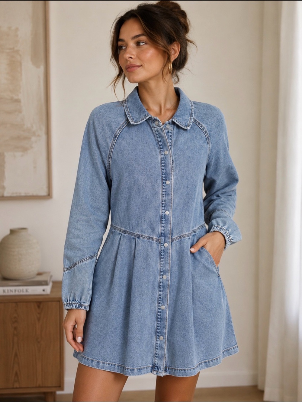 Habitual Classic Light Blue Denim Shirt Dress